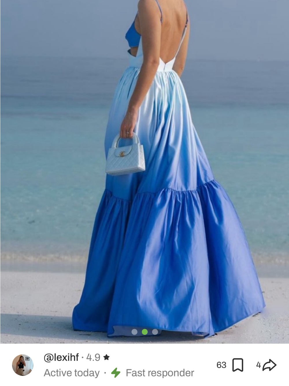 Iconic Sau Lee Elegant Ombre Maxi Dress in Light Blue - Picture 3 of 5